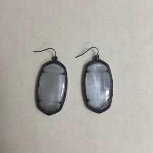 Danielle Gunmetal Drop Earrings in Grey Glass